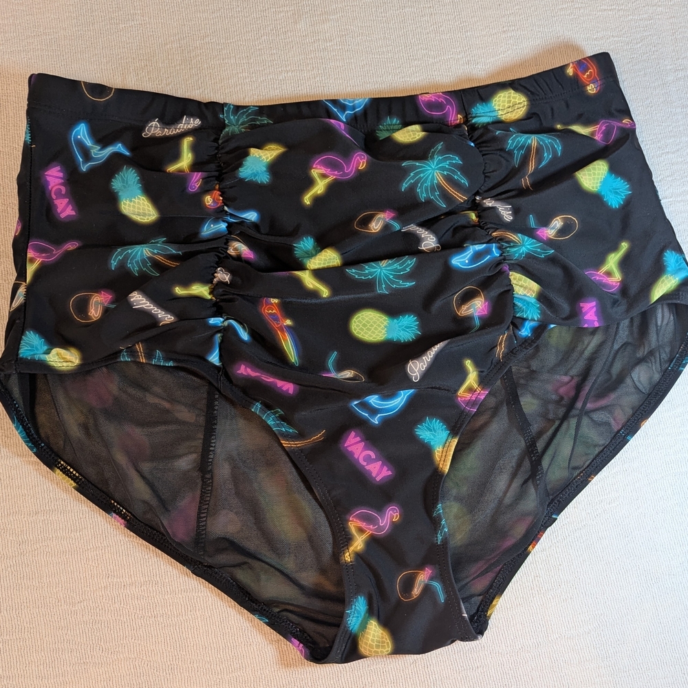 Torrid Black Neon Print Bikini Bottom
